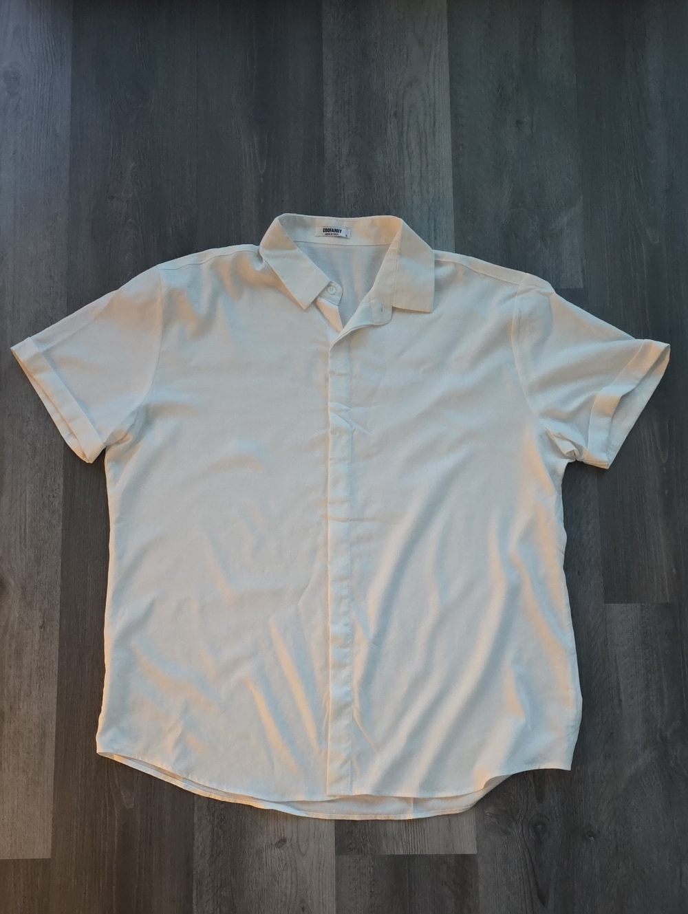COOFANDY Men's Linen Short Sleeve Button Down Shirt XL White Casual
